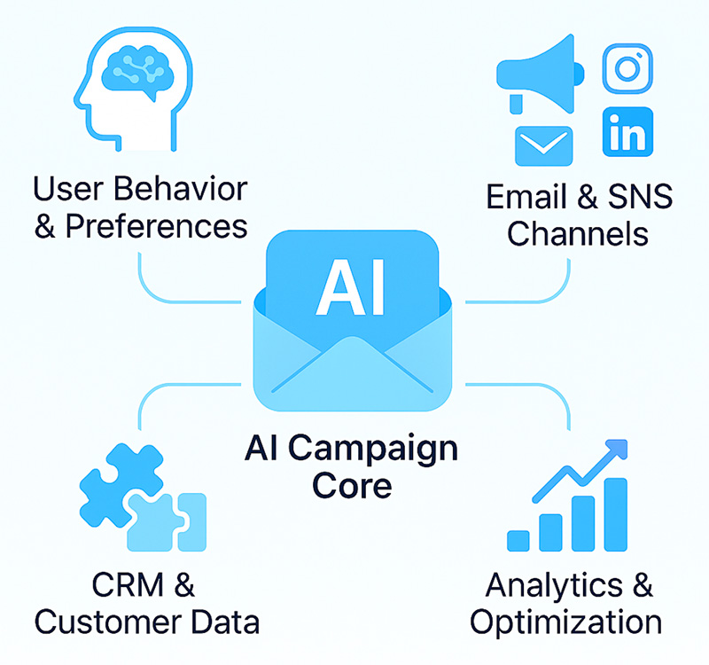 The Personalized Email & SNS system helps businesses deliver targeted, data-driven marketing campaigns